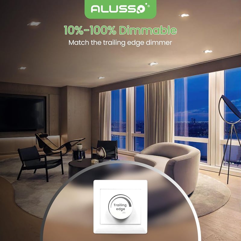 ALUSSO LED Süllyesztett Mennyezeti Spotlámpák, Fényerőszabályozható, 3 Színhőmérséklet, IP44 Vízálló, Fürdőszobába, Konyhába, 6 db Szett