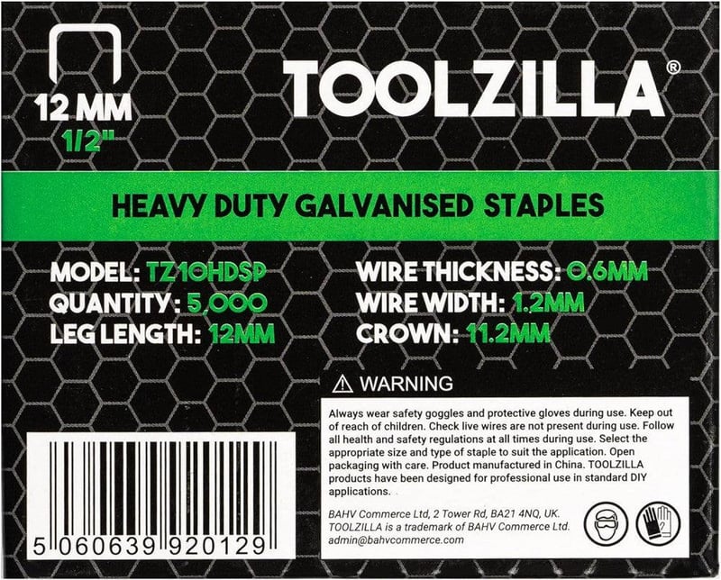 Toolzilla 5000 Erős 12mm-es Galvanizált Tűzőkapocs Profi Munkákhoz