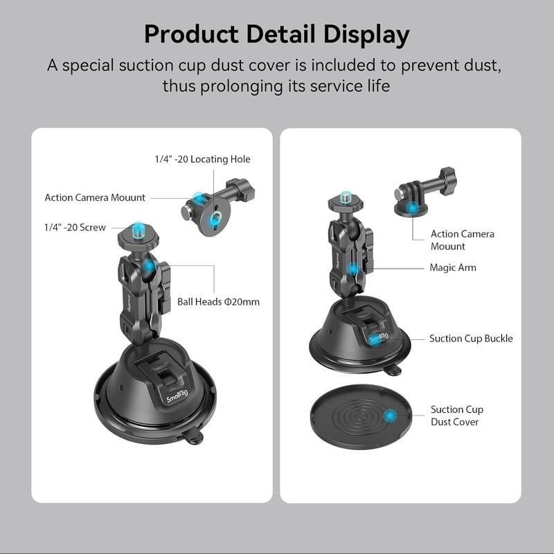 GoPro és DJI kamera rögzítő dupla tapadókorongos autós szélvédőtartó - SMALLRIG 4193