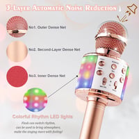 Karaoke Bluetooth mikrofon LED fényekkel, 2 db-os szett, 10 védőhuzattal 4
