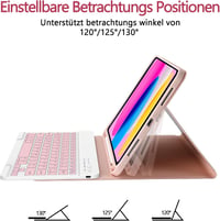 TQQ iPad A16 11/10 Generációs Védőtok Levehető Bluetooth Billentyűzettel - QWERTZ Német Kiosztás, Mágneses Csatlakozás, Hosszú Üzemidő 5