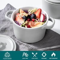 vancasso MORANDI 4 részes mini sütőtál szett fedővel, 300 ml-es krémszínű kerámia cocotte edények 3