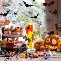 Óriás Halloween Szett: Pókháló, 60 Pók és 24 Denevér - Ijesztő Dekoráció 7
