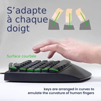 Perixx PERIBOARD-512 Nagy Méretű Ergonomikus Vezetékes USB Billentyűzet Windows Rendszerhez - Fekete, AZERTY, 7 Multimédia Gombbal 4
