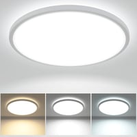 zemty Kerek LED Mennyezeti Lámpa 28W 3200lm - 29,5cm Ultravékony Dizájn, 3 Színhőmérséklet (3000/4500/6000K), IP44 Vízálló, Fürdőszobába, Na 1