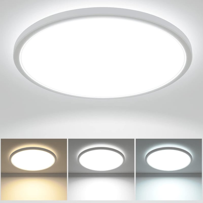 zemty Kerek LED Mennyezeti Lámpa 28W 3200lm - 29,5cm Ultravékony Dizájn, 3 Színhőmérséklet (3000/4500/6000K), IP44 Vízálló, Fürdőszobába, Na