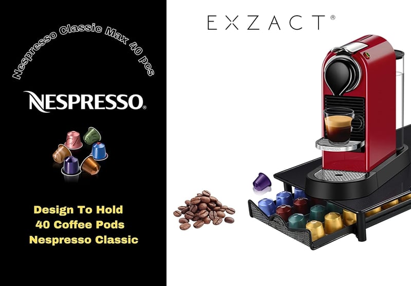 Nespresso kompatibilis kapszulatartó fiók és géptartó állvány, 40 db kapszulához