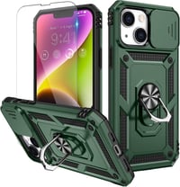 iPhone 14 Plus Katonai Zöld Mágneses Gyűrűs Tok Kameravédővel 1