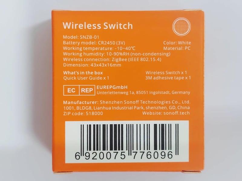 SONOFF SNZB-01 ZigBee okos kapcsoló, 2 db, eWeLink app-pal vezérelhető