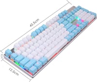 Rózsaszín mechanikus gamer billentyűzet, RGB háttérvilágítással, kék kapcsolókkal, 104 gombos 9