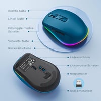 seenda LED Vezeték Nélküli Egér Beépített Mozgásérzékelővel, Újratölthető 2.4G USB Optikai Egér Laptophoz, Csendes Működés, 2000 DPI, Sötétk 6