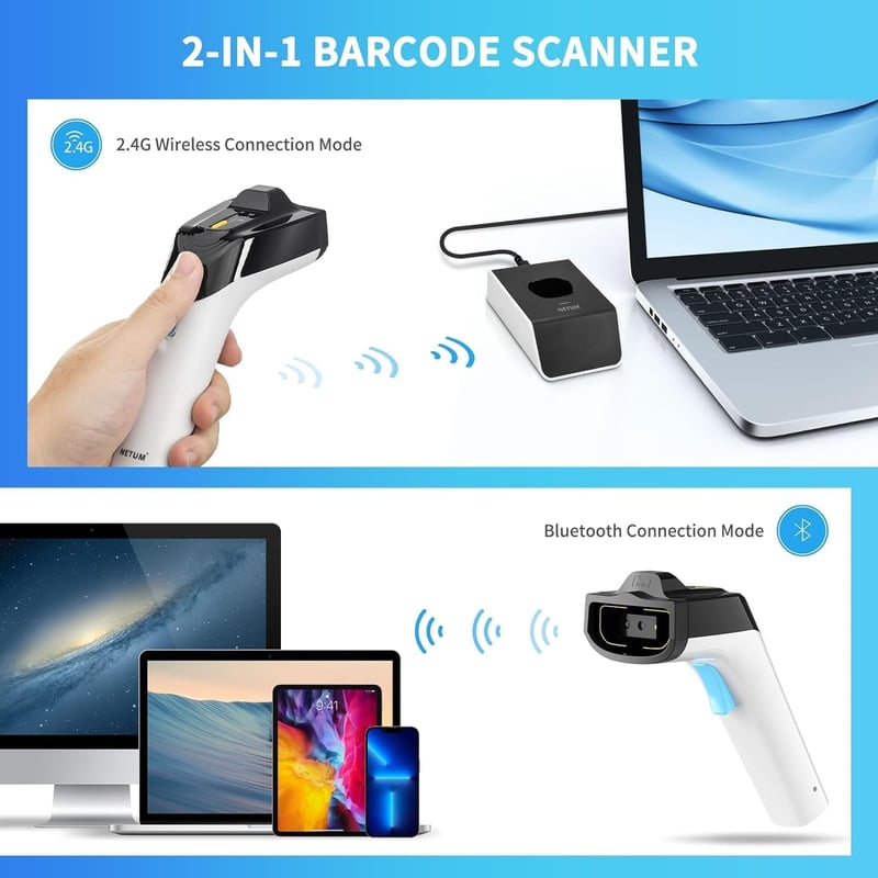 NETUM vezeték nélküli hibrid RFID és vonalkódolvasó, Bluetooth-os UHF és 2D szkennelés