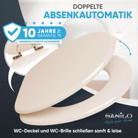 Sanilo Fa WC Ülőke Ovális Bézs Színben, Prémium Minőségű Lassú Záródású Mechanizmussal, Modern Stílusú Toalett Tető 3
