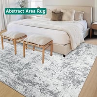 Capslpad Szürke Absztrakt Szőnyeg 160x230 cm - Csúszásmentes Rövid Szálú Műgyapjú Szőnyeg Nappali, Hálószoba, Iroda Dekorációhoz - Mosható M 6