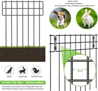 LIANTRAL Dekoratív Fém Kerti Kerítés - 42cm x 7,63m, Fekete, 25 db T-alakú Elem, Állat Védőkerítés, Rozsdamentes, Földbe Szúrható 5