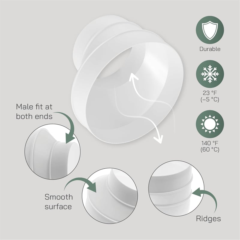 Vent Systems Szellőzőcső Szűkítő Adapter 150-100 mm - Fehér Műanyag Légcsatorna Átalakító HVAC Rendszerekhez, Könnyen Szerelhető