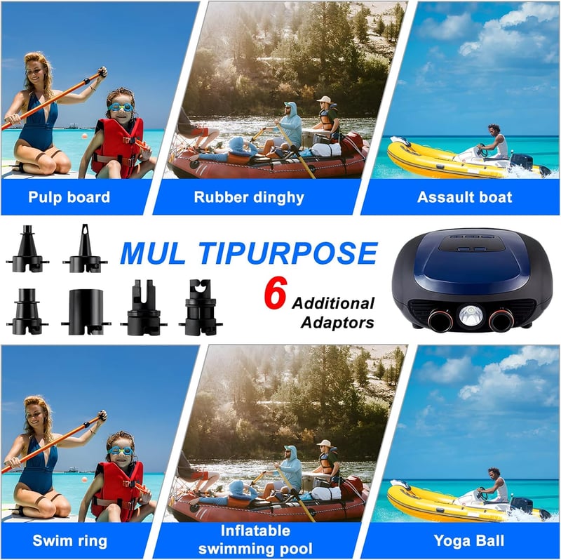 Ruitx Elektromos SUP Pumpa 20PSI - 12V Autós Nagynyomású Levegőpumpa Automata Kikapcsolással Kajakokhoz, Matracokhoz, Vízi Sportokhoz - blue, /