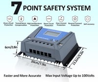 VIXKPIRR 80A Napelem Töltésvezérlő 12V/24V/36V/48V - LCD Kijelzővel, Hőmérséklet Érzékelővel és 4 USB Porttal - Többféle Akkumulátorhoz 3