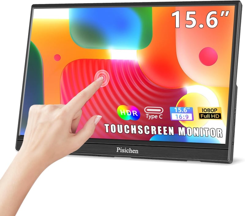 Pisichen 15,6" FHD érintőképernyős hordozható monitor HDMI/USB-C - PC, telefon, konzol