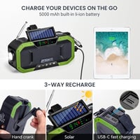 AirGearPro Bluetooth Kurblis Rádió Napelemes Powerbank-kal és LED Lámpával - Vízálló Túrarádió 2