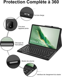 FOGARI Bluetooth Billentyűzet Honor MagicPad 2 WiFi Tablethez - Mágneses Vezeték Nélküli Védőtok 12,3 Hüvelykes Készülékhez, Fekete, AZERTY  5