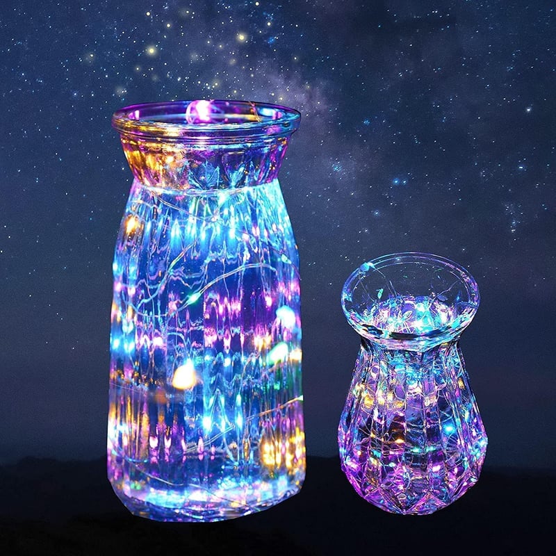 Huayifa LED szalag  6 db - Elemes Mikroégősor 2m 20 LED Multicolor - 3 Világítási Mód - Esküvői, Karácsonyi, Beltéri Dekoráció