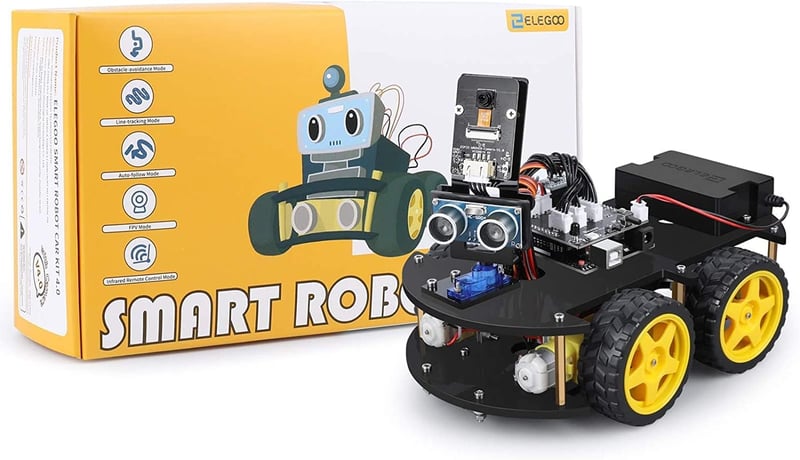 ELEGOO Robot Kids Car Kit V4.0 Programozható Arduino Kompatibilis Robot Autó, Távirányítós Játék 8-12 Éves Gyerekeknek, WiFi Applikációval