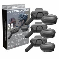 Interphone Aerial Dual Bluetooth biciklistički interkom set za 2 osobe, domet 300 m, stereo zvuk, vodootporan, za kacigu, telefon i reprodukcija glazbe — set od 6 komada 2