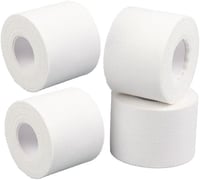 GTAGKOMMEN Sporttape 4 Tekercs Öntapadós Sportszalag 2,5cm x 10m - Bőrbarát, Könnyen Téphető Fehér Kötésszalag Futballhoz, Mászáshoz, Kézila 1