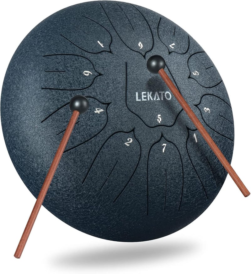 LEKATO 11 hangos acél nyelvdob 25,4 cm D-dúr meditációs hangszer sötétkék - 10 inch (D) 11 notes, navy blue