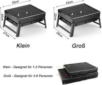 ROIMOE Hordozható Faszenes Grillsütő - Összecsukható Asztali BBQ Grill Kempingezéshez, Piknikezéshez, Fekete, Nagy Méret (43x29x22 cm) 3