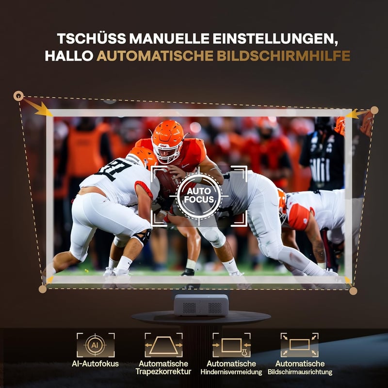 Aurzen Eazze D1 Okos Projektor - 4K Támogatás, Full HD 1080P, Netflix, Dolby Audio, Autofókusz, WiFi, Bluetooth, Otthoni Mozi Élmény - White