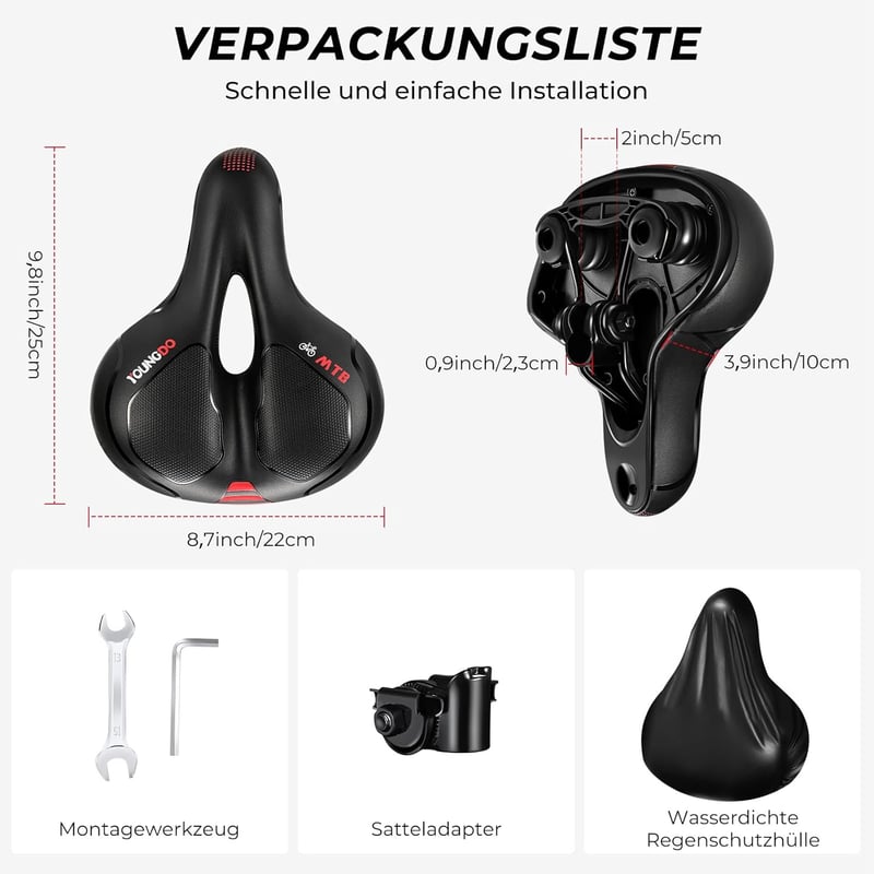 YOUNGDO ergonomikus gél kerékpár nyereg, lélegző férfi női bicikli nyereg - red