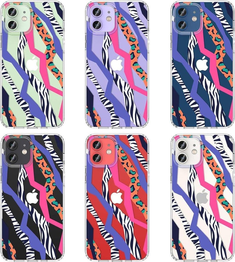 iPhone 12/12 Pro Átlátszó Ütésálló Szilikon Tok Csíkos Mintával