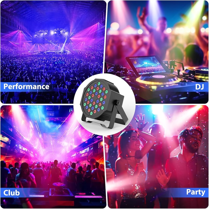 DELIBANG DMX512 RGB LED Par Lámpa Szett - 36 LED-es Diszkó Fény Távirányítóval - Színpadi Világítás Bulikhoz, Koncertekhez, Esküvőkre - 8 db
