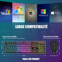 RedThunder K10 AZERTY Francia Vezeték Nélküli Billentyűzet és Egér Szett - Fekete, Lítium-Ion Akkumulátorral, Kompakt Kialakítás 7