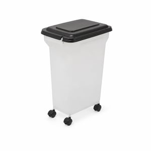 Recipient pentru hrană de câini Iris Ohyama ATS-M, ermetic, cu roți, 18L/7kg, plastic negru fără BPA — Lingură lipsă (stare: vezi a 2-a imagine)