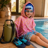 Set Aventură la Piscină: încălțăminte apă + ochelari + cască + sac 2L + poncho cu glugă 1