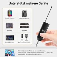 TONOR UHF Vezeték Nélküli Mikrofon Szett - Dupla Fejpántos és Csíptetős Mikrofonnal, 60m Hatótáv, 5 Frekvencia, 6.35mm Csatlakozó 5