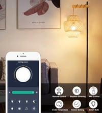 Bambusz Állólámpa Távirányítóval - Dimmelhető Ívelt Fa Lámpa App Vezérléssel, Rattan Burával, Nappali, Hálószoba, Iroda Dekorációho 7