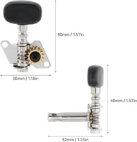 MuzcYM Ukulele Hangolókulcsok - 2L2R Klasszikus Stílusú Hangológépek 4 Húros Ukulele és Gitár Basszushoz - Fekete Acélötvözet 7