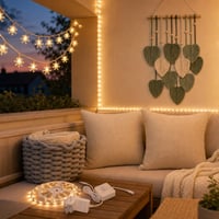 Boho kutak: 5m LED traka sa senzorom + 6m lampice + 2x navlaka 60x60 + makrame dekoracija 1