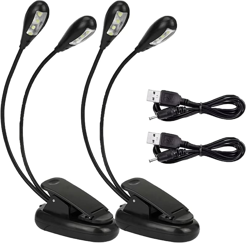GERUI 2 db Zeneállvány LED Lámpa 8 LED-del - USB Kábeles, 2 Fokozatú Fényerőszabályzós Olvasólámpa Zongorához, Íróasztalhoz, Kottaállványhoz