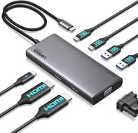 UGREEN Revodok Pro 308 USB-C dokkoló 3 kijelzőhöz, 2x HDMI, VGA, 100W PD 1