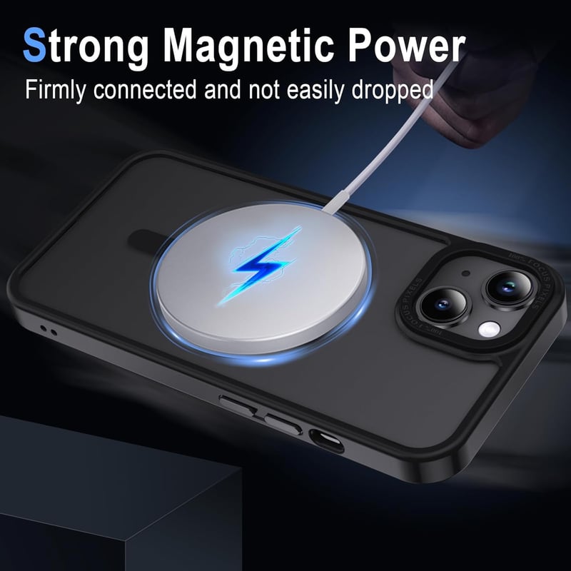 iPhone 13 MagSafe-kompatibilis matt fekete mágneses védőtok