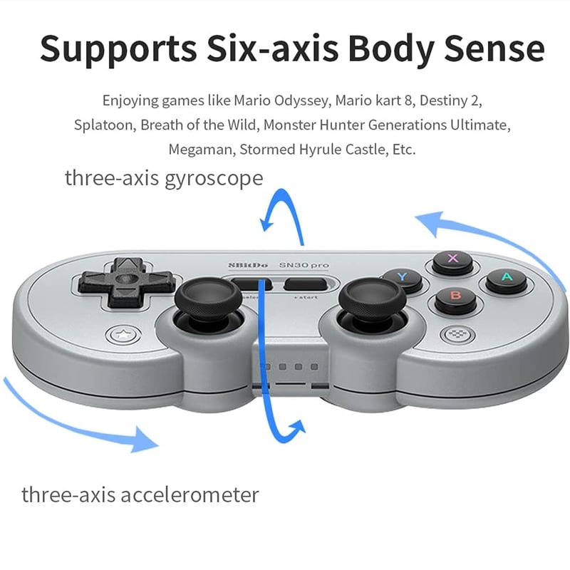 8bitdo SN30 PRO Bluetooth Játékvezérlő - Hall-Effekt Joystick, Vezeték Nélküli Gamepad Switch, PC, Android, macOS, Steam, Raspberry Pi Kompa