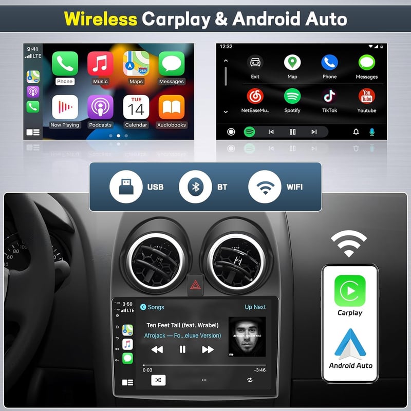 Nissan Qashqai J10 9" Android autórádió, 2+64GB, CarPlay, GPS, kamera