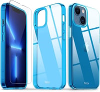 Apple iPhone 13 Mini Kék Áttetsző Szilikon Tok Beépített Képernyővédővel 1
