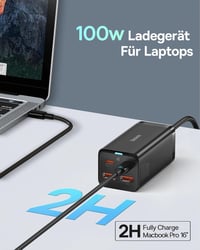 Baseus 100W GaN3 USB-C gyorstöltő 4 porttal, MacBook, iPhone 15, Samsung S24 kompatibilis 2