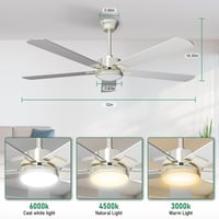 ORTHLAND 132 cm Csendes Mennyezeti Ventilátor LED Világítással, Távirányítóval, 6 Sebességgel, DC Motorral Hálószobába, Teraszra, Gyerekszob 3